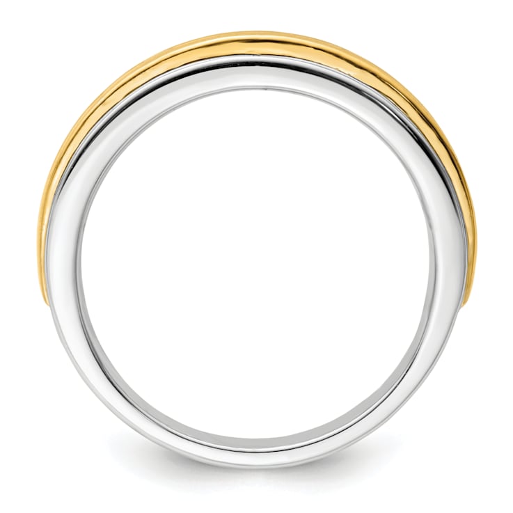 14K Two-tone Yellow and White Gold Lab Grown Diamond Men's Ring