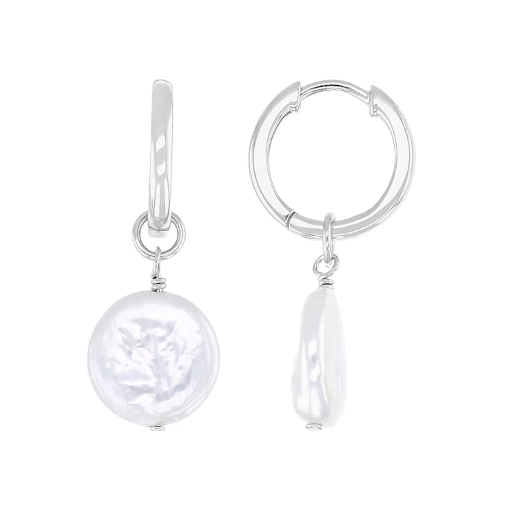 Freshwater Pearl Drop Earrings 9mm In Sterling Silver