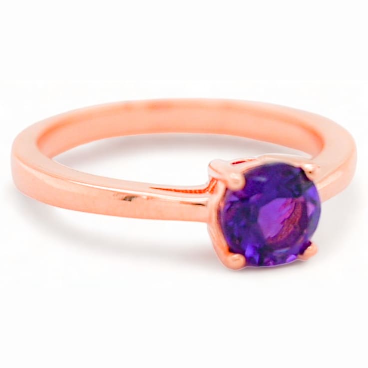 Amethyst 18K Rose Gold Over Sterling Silver Ring, 0.77ctw