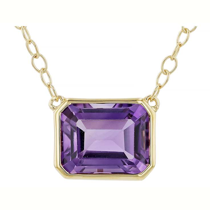 Amethyst Rectangular Octagonal Solitaire Toggle Necklace In 18K Gold
Over Sterling Silver 2.89ct