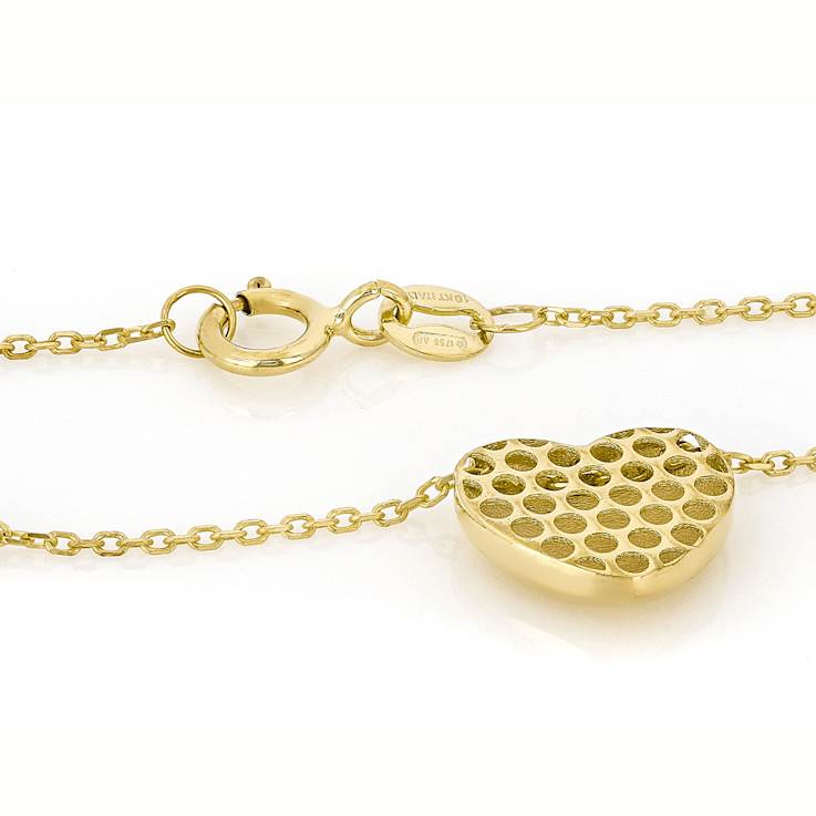 Puffy Heart Necklace In 10K Gold