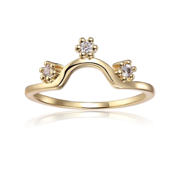 Round White Sapphire 14K Yellow Gold Over Sterling Silver Ring Guard, 0.10ctw