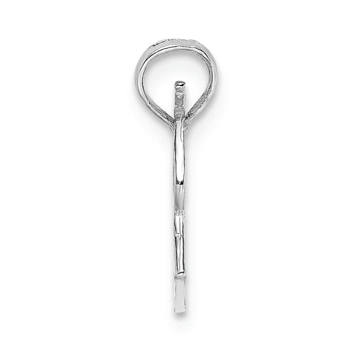 Rhodium Over 14k White Gold Textured Megaphone with Handle Pendant