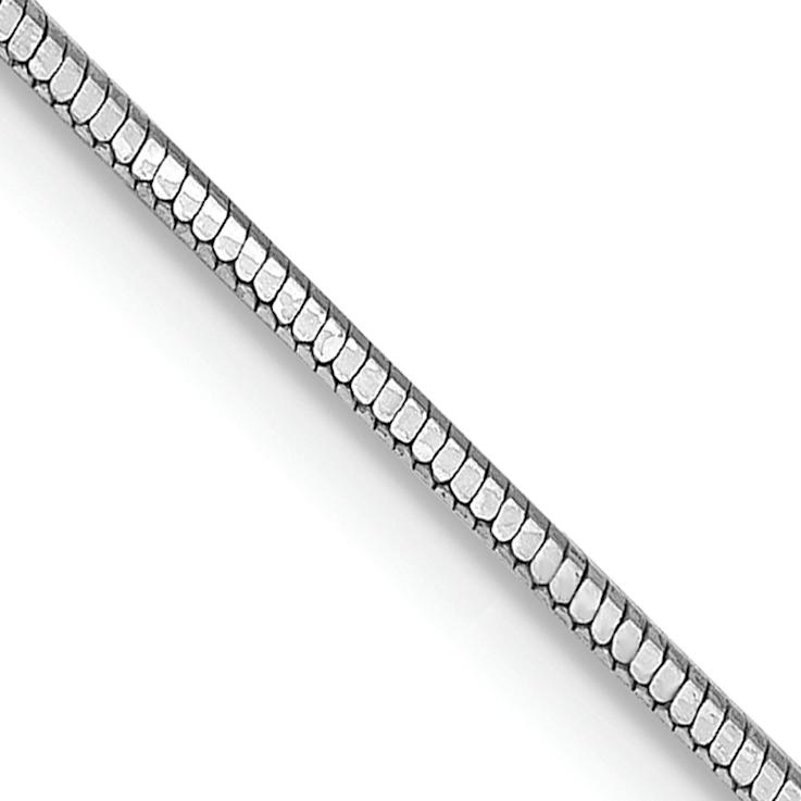 Rhodium Over 14k White Gold 0.9mm Solid Octagonal Snake Link 16 Inch Chain