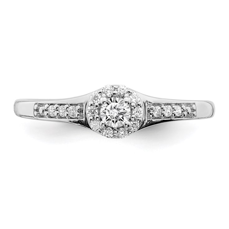Rhodium Over 10K White Gold Lab Grown Diamond Cluster Engagement Ring 0.211ctw