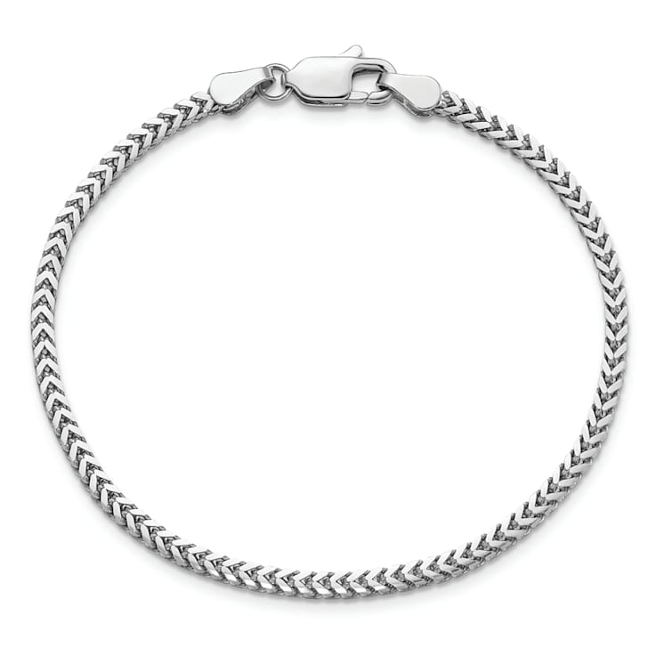 Rhodium Over 14k White Gold 2.5mm Franco Link Chain Bracelet