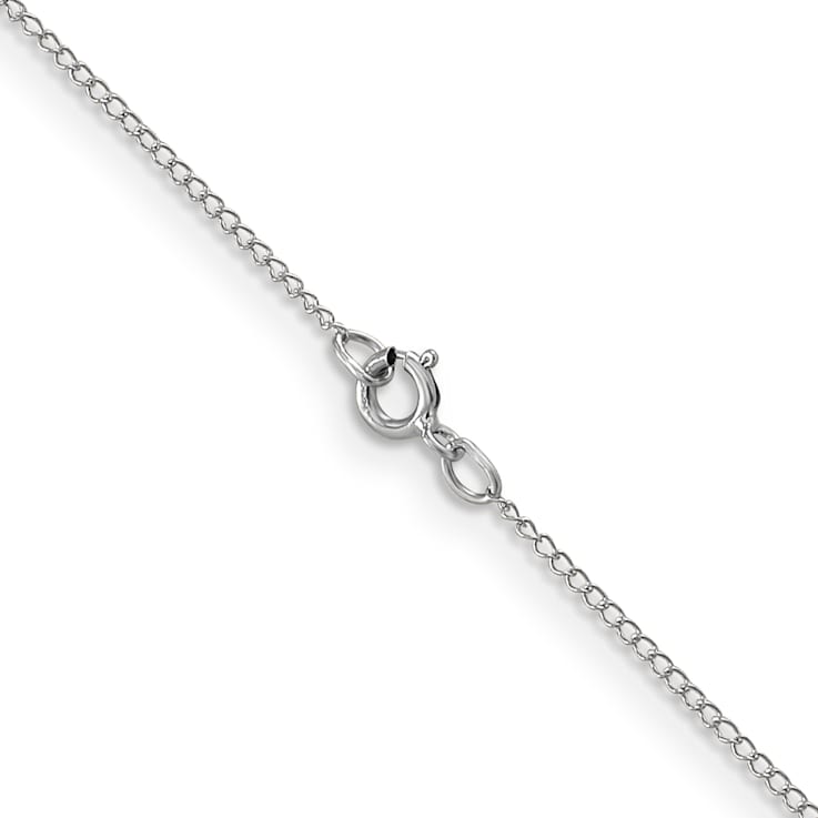 Rhodium Over 14k White Gold 0.5mm Solid Curb 16 Inch Chain