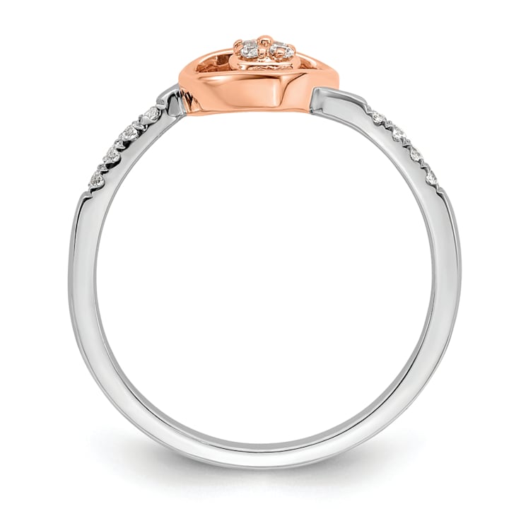 14K Two-tone White and Rose Gold First Promise Heart Cluster Diamond
Promise/Engagement Ring 0.11ctw