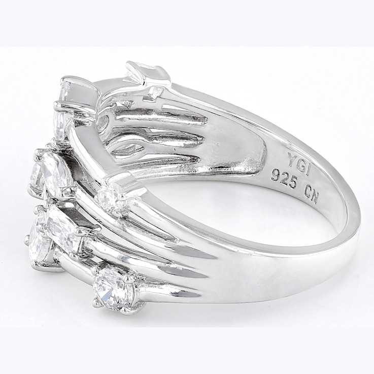 Multi-Row CZ Ring 2.21ctw In Sterling Silver