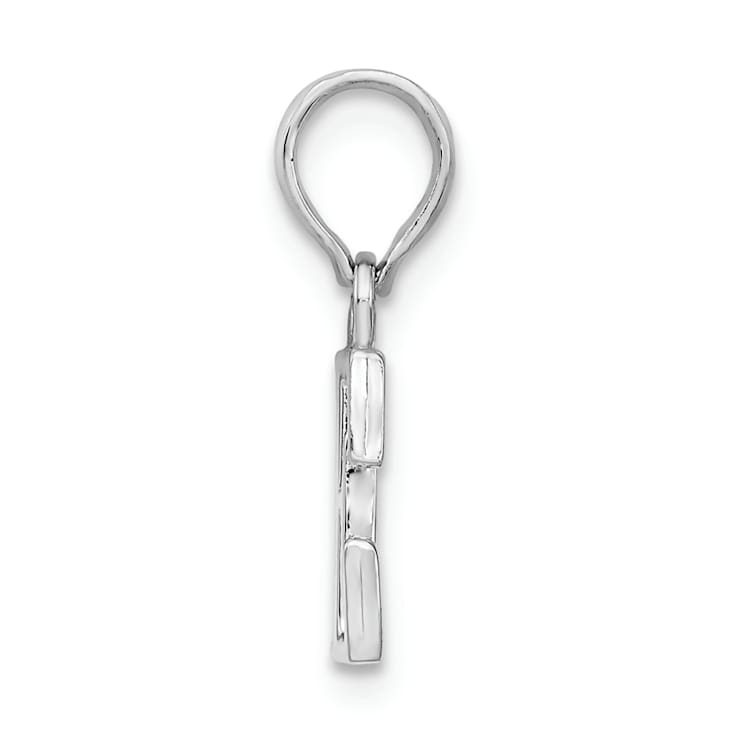 Sterling Silver Polished Block Initial -E- Pendant