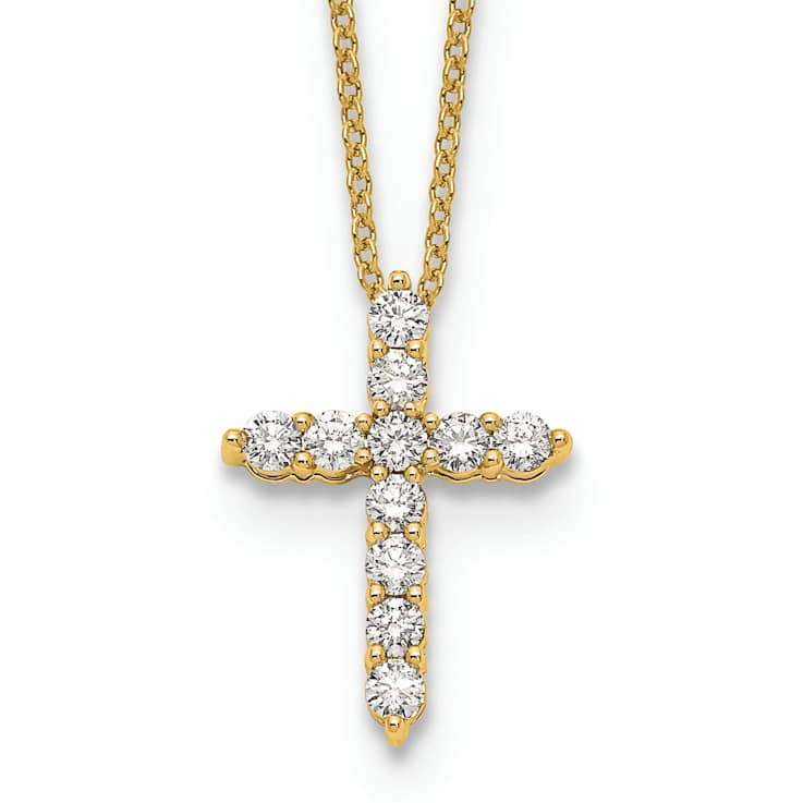 10k Yellow Gold 0.50 ctw Diamond Cross Pendant with 18 inch Cable Chain