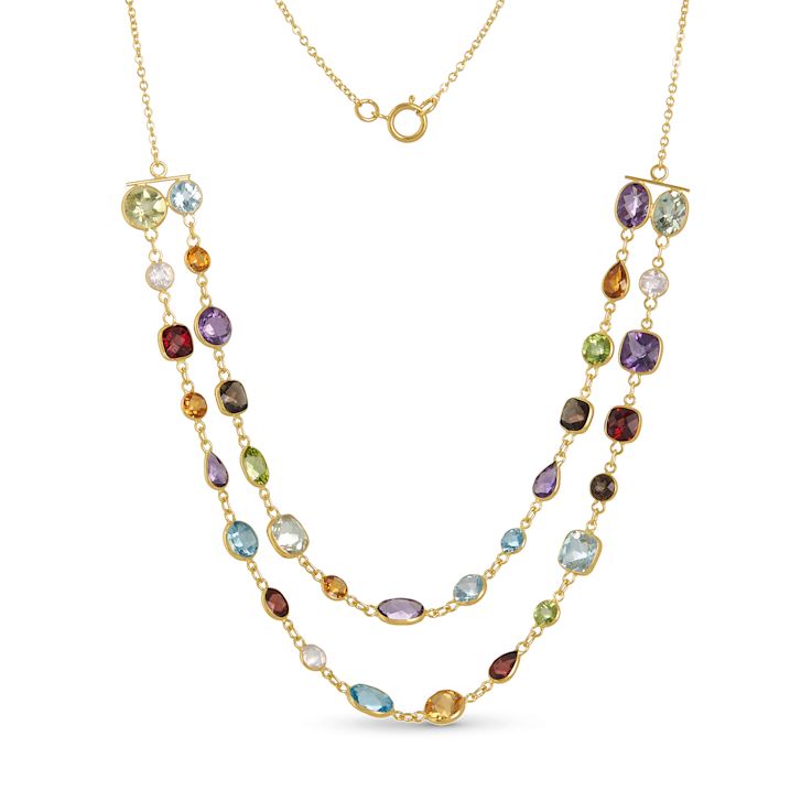 Multi-Gem 14k Yellow Gold 18" Necklace 18.15ctw