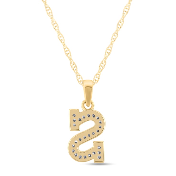 White Diamond Accent 10k Yellow Gold S Initial Pendant With 18” Rope Chain