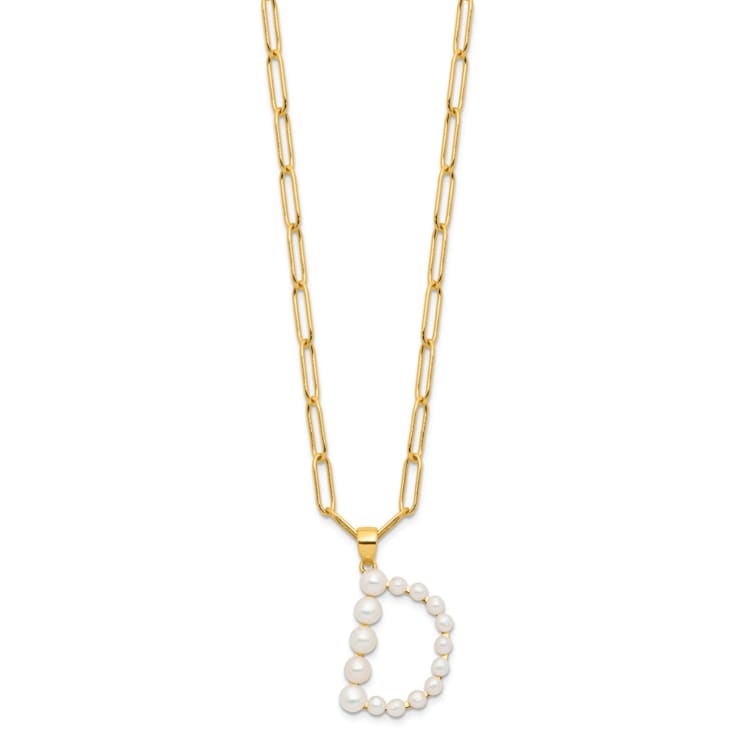Gold Tone Sterling Silver 3-5.5mm Freshwater Cultured Pearl LETTER D
18-inch Necklace