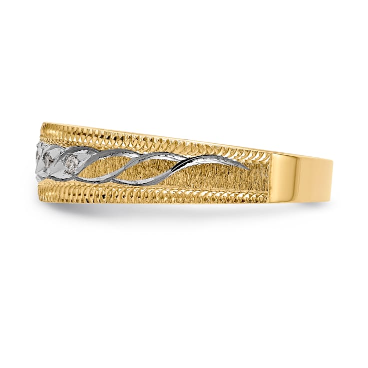 14K Yellow Gold AA Quality Mens Wedding Band 0.09ctw