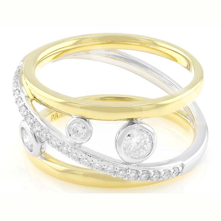 Round Moissanite Solitaire Ring In Two-Tone Gold