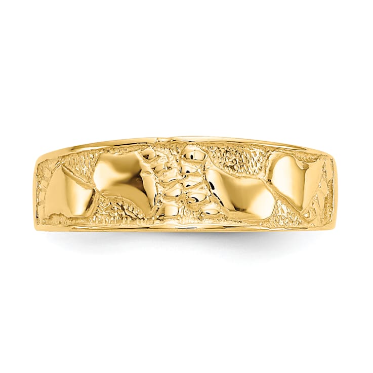 14K Yellow Gold Footprints Toe Ring