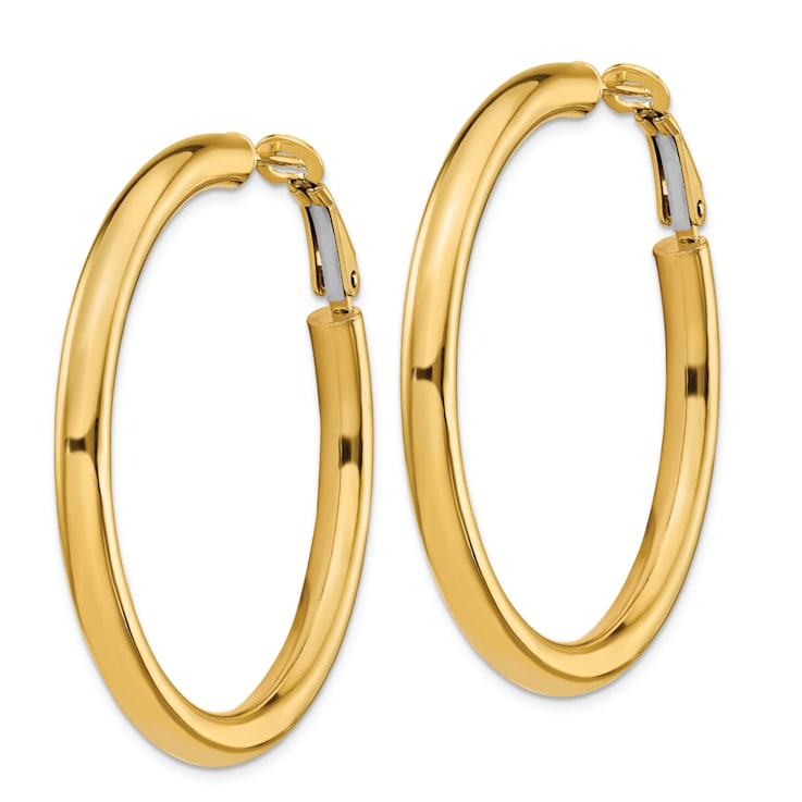 14k Yellow Gold Polished 1 3/4" Round Hoop Earrings