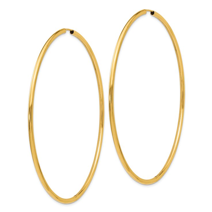 14k Yellow Gold 2 3/4" Endless Hoop Earrings