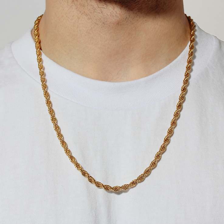 Robert Alton Men's Yellow Rope Chain Necklace 5mm In Ion-Plated
Stainless Steel 24 Inch
