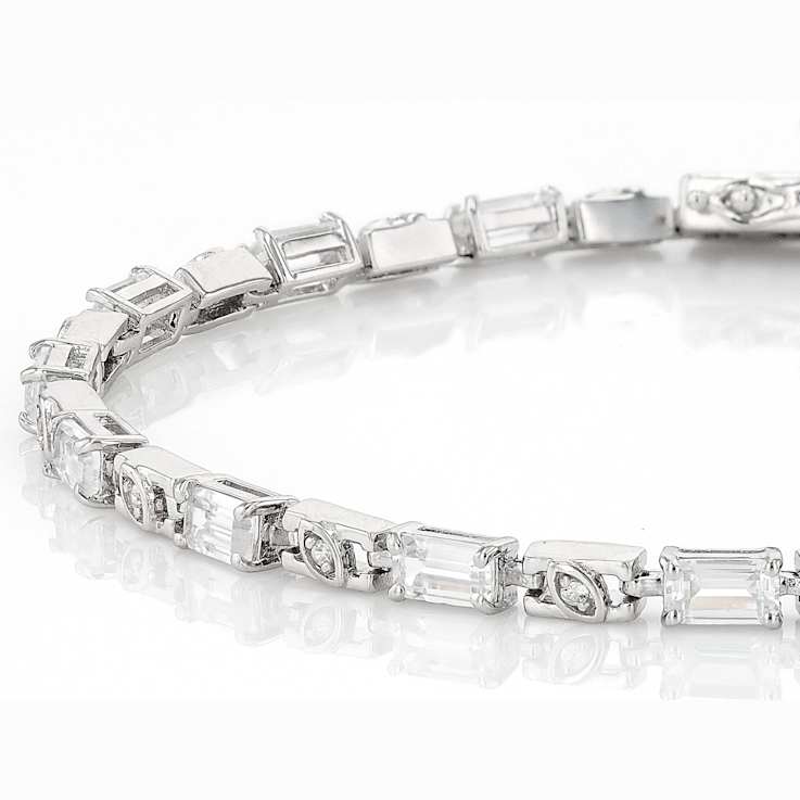 White Zircon Tennis Bracelet In Sterling Silver 5.56ctw