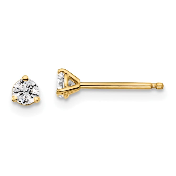 White Lab-Grown Diamond 14K Yellow Gold G-H SI Martini Solitaire Stud
Earrings 0.10ctw