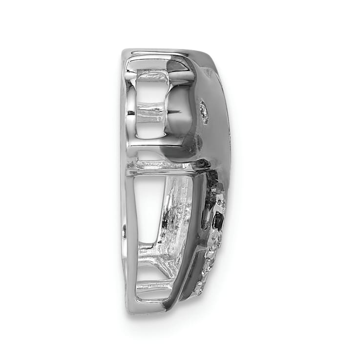 Rhodium Over 14k White Gold Diamond Bears Chain Slide Pendant