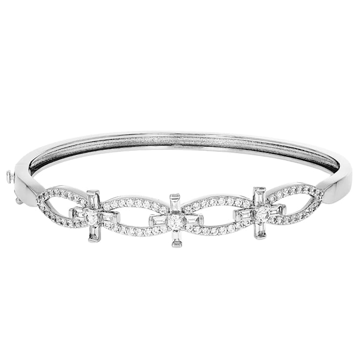 Lab-Created Sapphire Link Design Bangle Bracelet