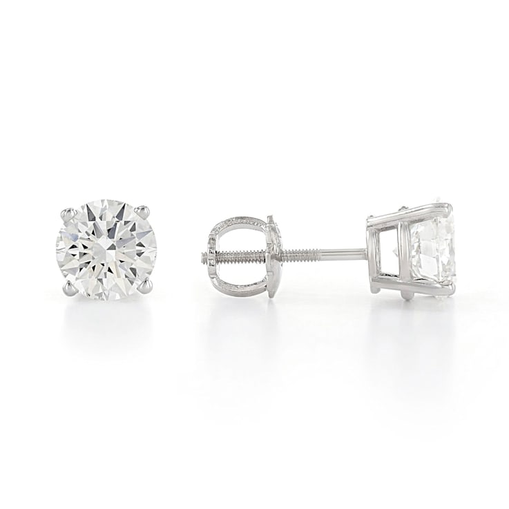 Certified White Lab-Grown Diamond H-I SI 14k White Gold Stud Earrings 1.50ctw