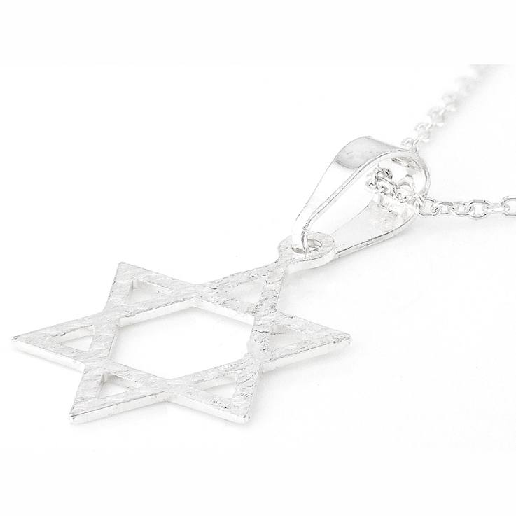 Diamond Cut Star Of David Pendant Necklace In Sterling Silver 18 Inch