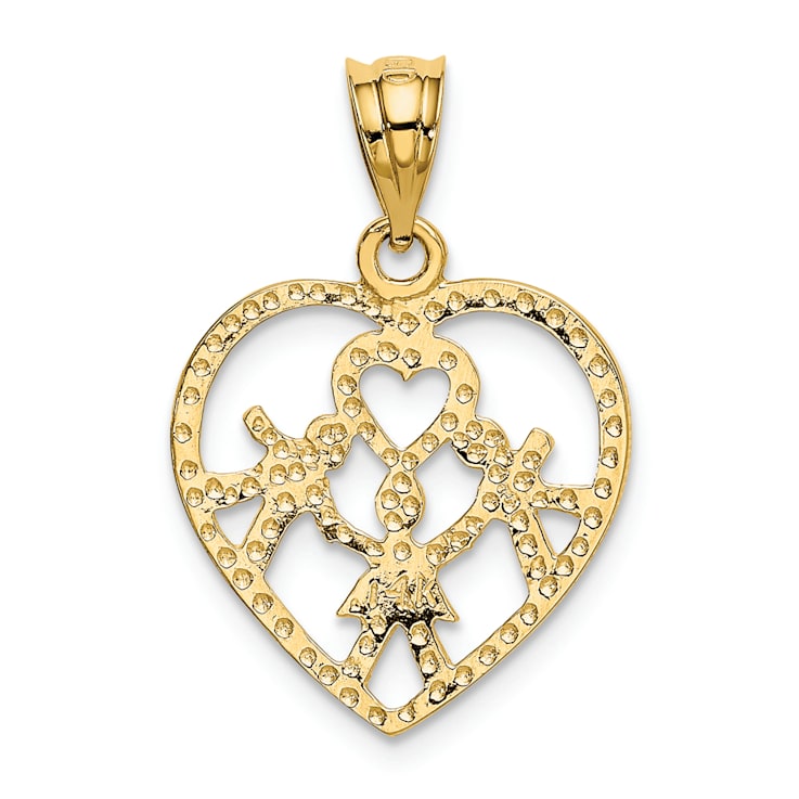 14k Yellow Gold 3 Children in Heart Charm