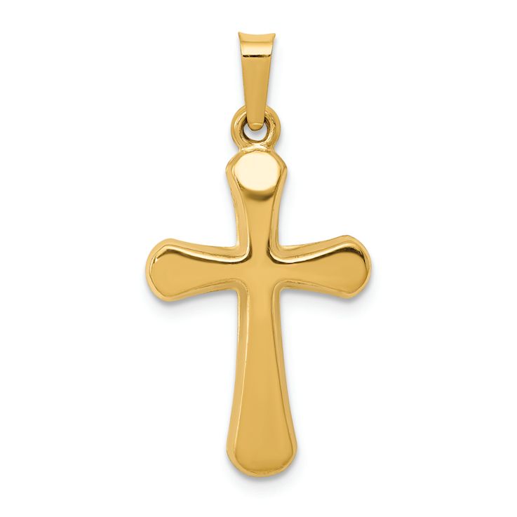 14k Yellow Gold Polished Rounded Cross Pendant