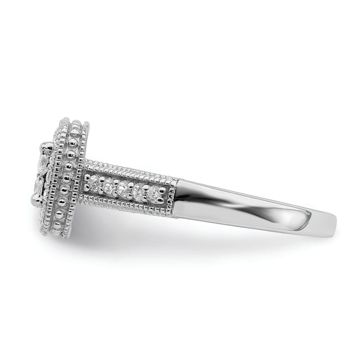Rhodium Over 14K White Gold Diamond Cluster Engagement Ring 0.60ctw