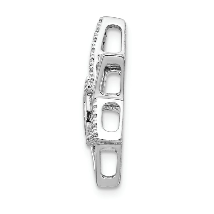 Rhodium Over 14k White Gold Diamond Star of David with Chai Chain Slide Pendant