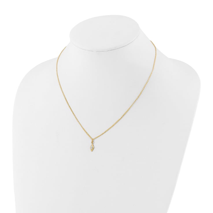 14K Yellow Gold and White Rhodium-plated Polished and Diamond-cut Necklace