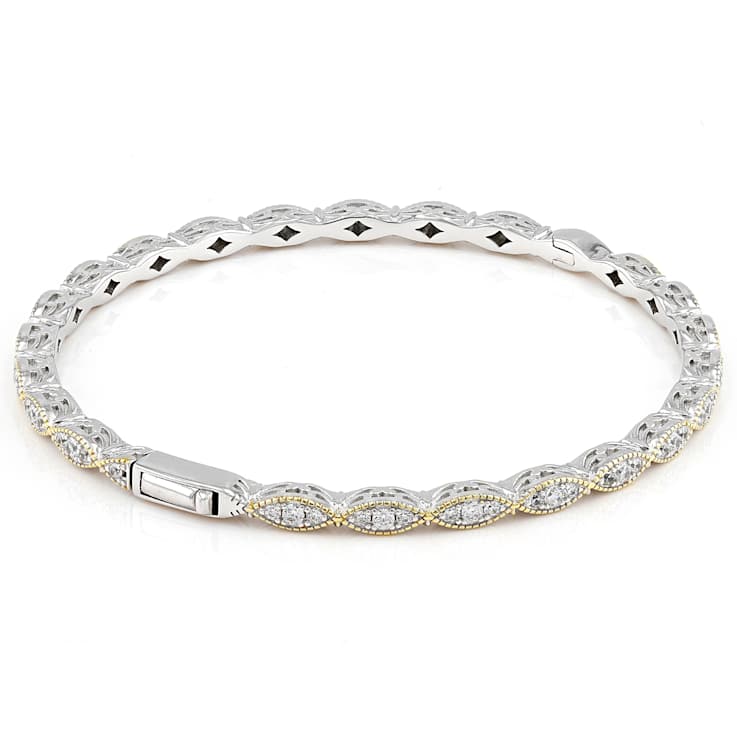 CZ Bangle In Platinum-Enhanced Sterling Silver And 18K Gold Over
Sterling Silver 2.52ctw