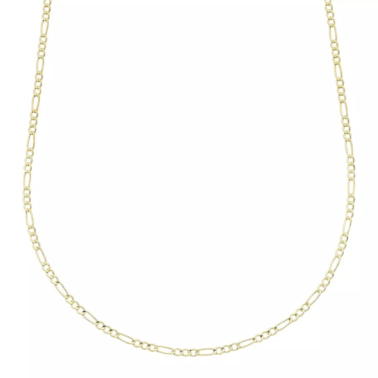14k Gold 2mm Figaro Hollow Chain Necklace