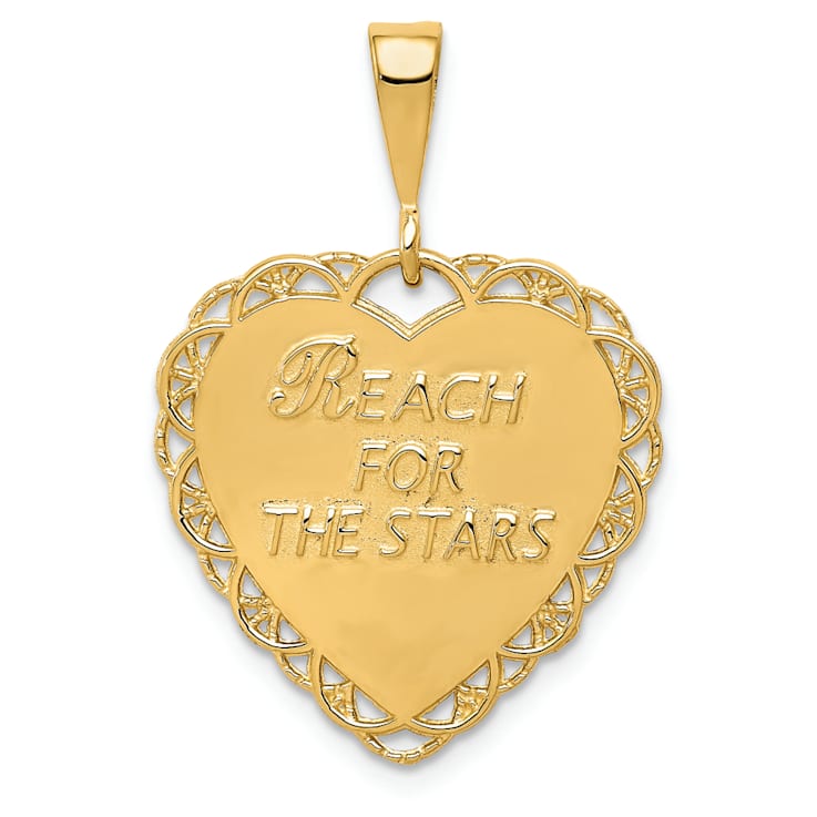 14k Yellow Gold Textured Reversible Sweet 16 Heart Pendant