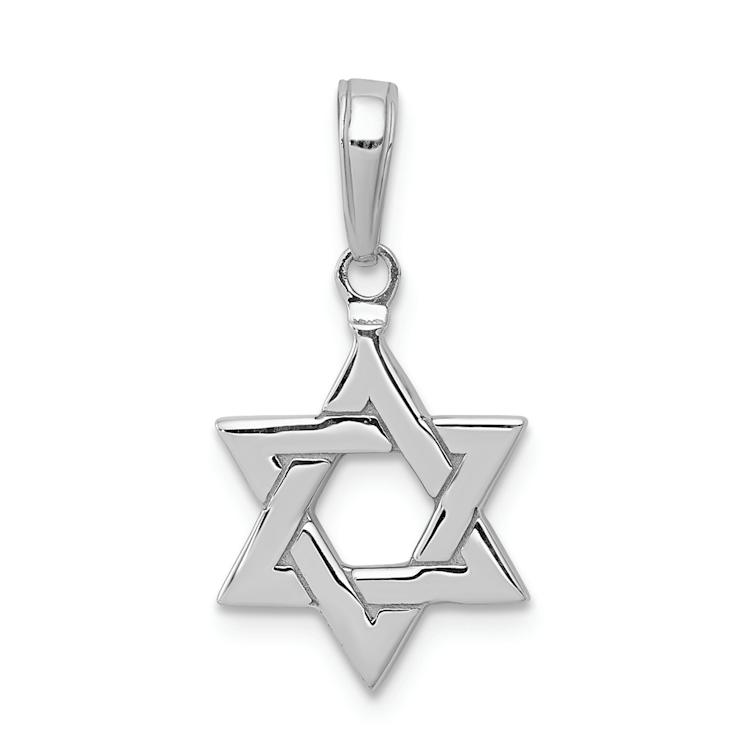 Rhodium Over 14k White Gold Polished Star of David Pendant