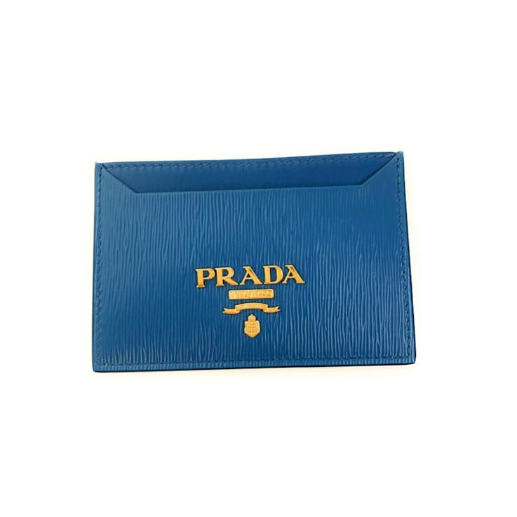 Light Blue Small Saffiano and smooth leather wallet | PRADA