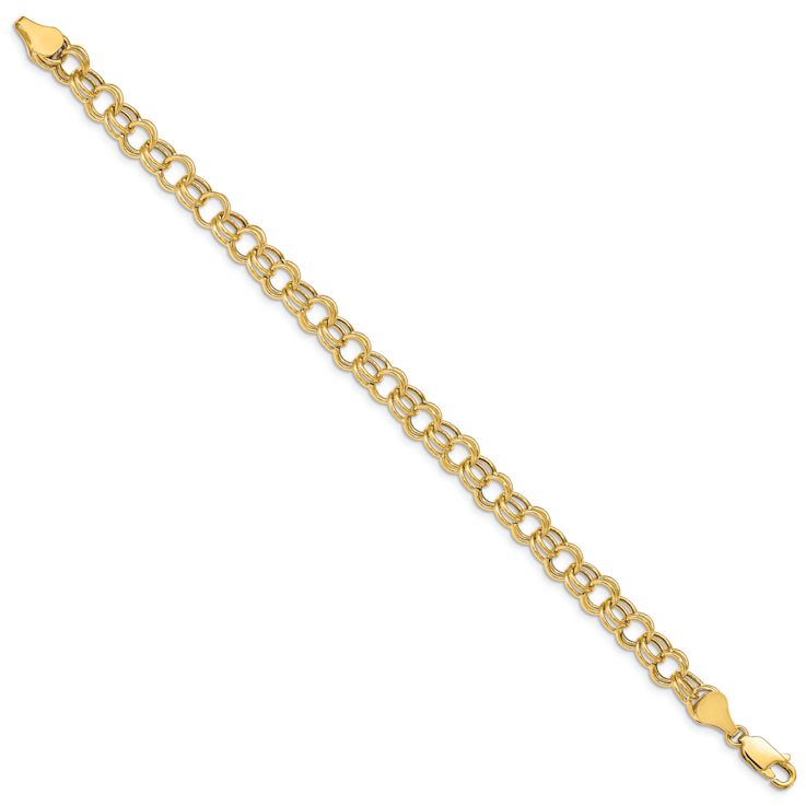 10k Yellow Gold 6mm Double Link Charm Bracelet