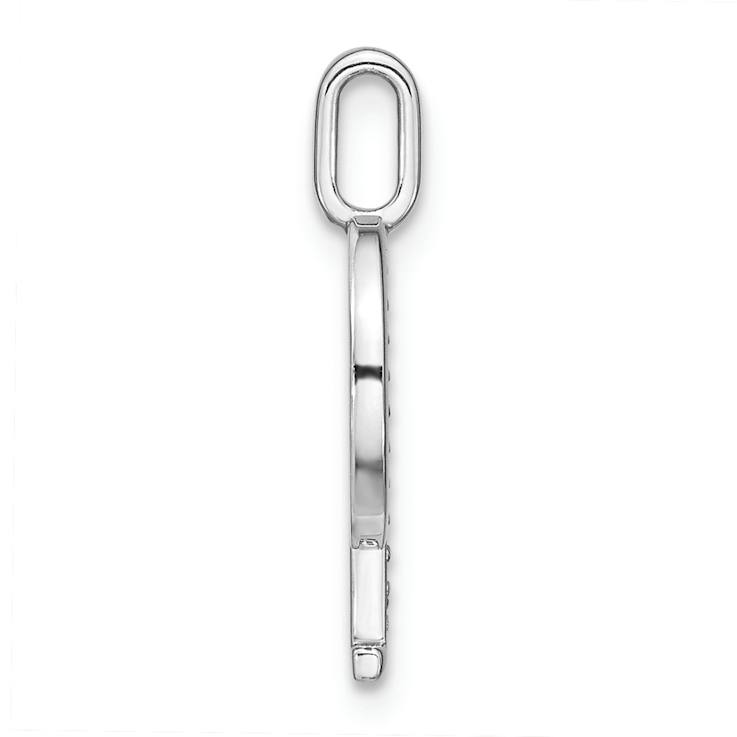 14K White Gold Diamond Lower Case Letter Q Initial Pendant