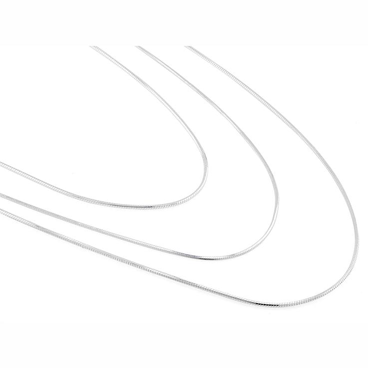 Snake Chain Necklace Set Of 3 In Sterling Silver