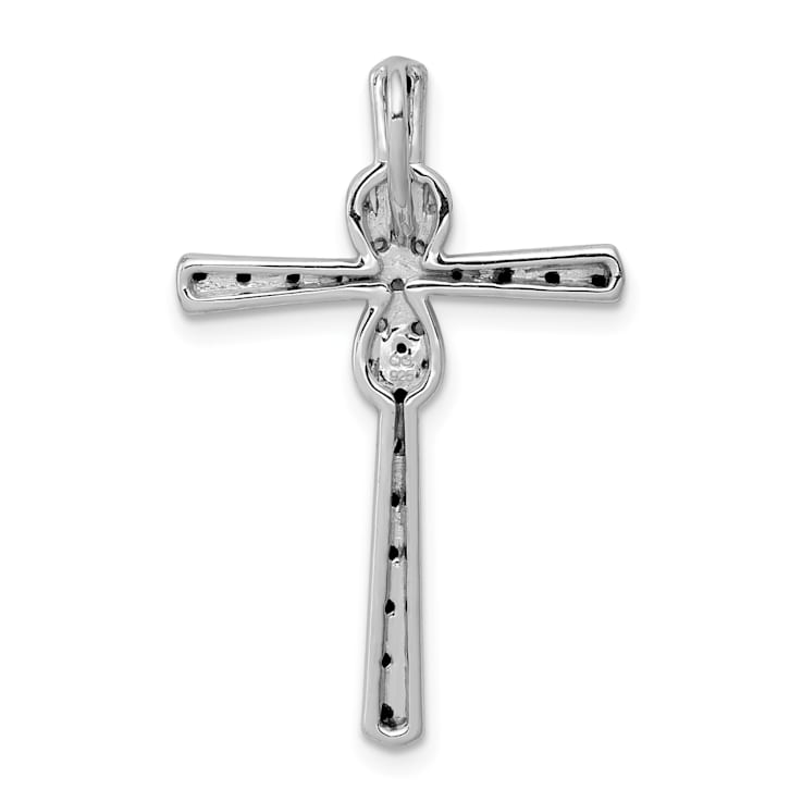 Rhodium Over 14K White Gold Black and White Diamond Infinity Cross Chain Slide