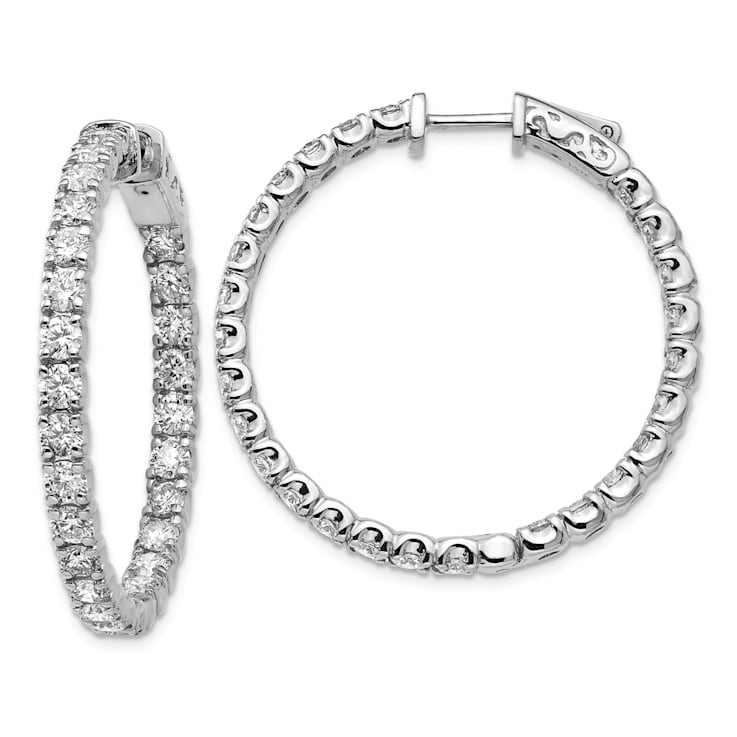 Rhodium Over 14K White Gold Oro Spotlight Lab Grown Diamond SI+, H+,
Hoop with Safety Clasp Earrings