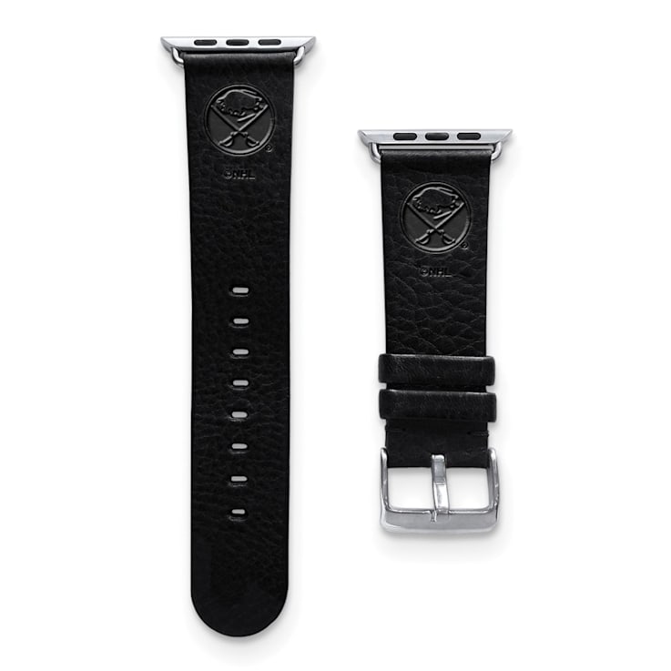 Gametime NHL Buffalo Sabres Black Leather Apple Watch Band (42/44mm
M/L). Watch not included.