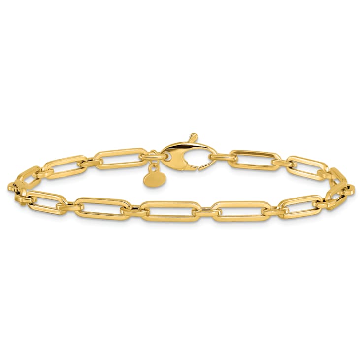 14K Yellow Gold Polished Flat Oval Link Bracelet
