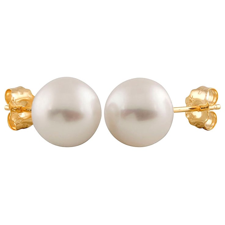 7-7.5mm Cultured Freshwater Pearl Stud Earrings in 14k Yellow Gold