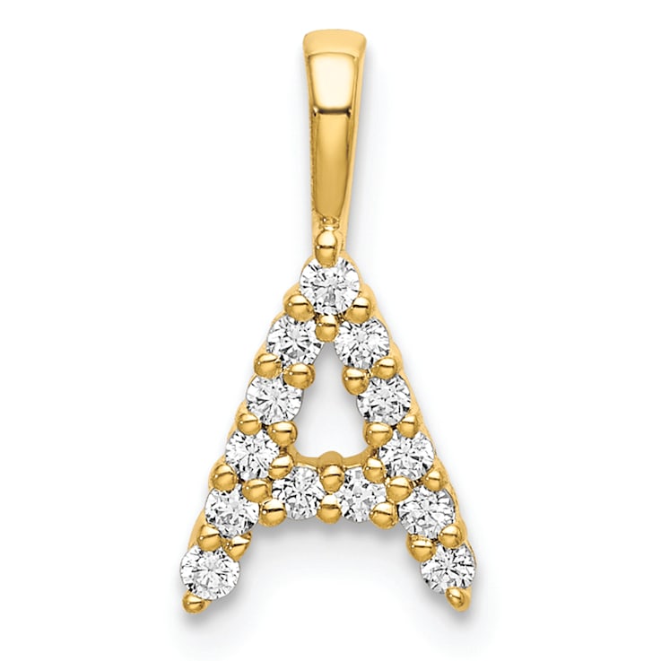 14K Yellow Gold Lab Grown Diamond Letter A Initial Pendant