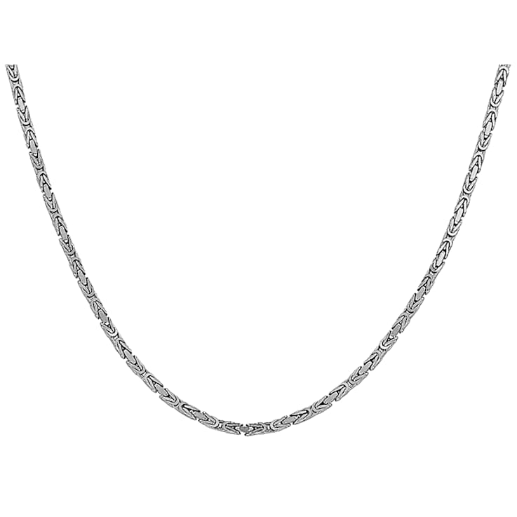 14k 2mm White Gold Byzantine Chain 24 Inches VG111C